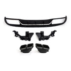 Z Style Gloss Black Rear Diffuser & Exhaust Tips for Mercedes Benz W205 C Class & C63 Saloon & Estate 15-21