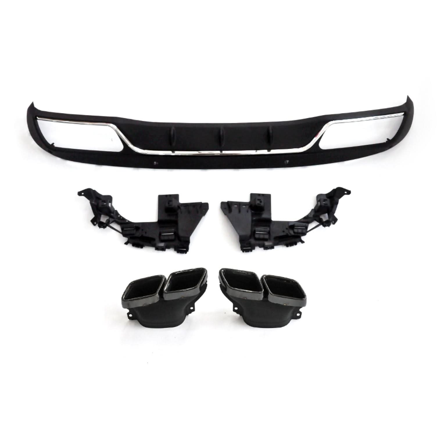Z Style Gloss Black Rear Diffuser & Exhaust Tips for Mercedes Benz W205 C Class & C63 Saloon & Estate 15-21