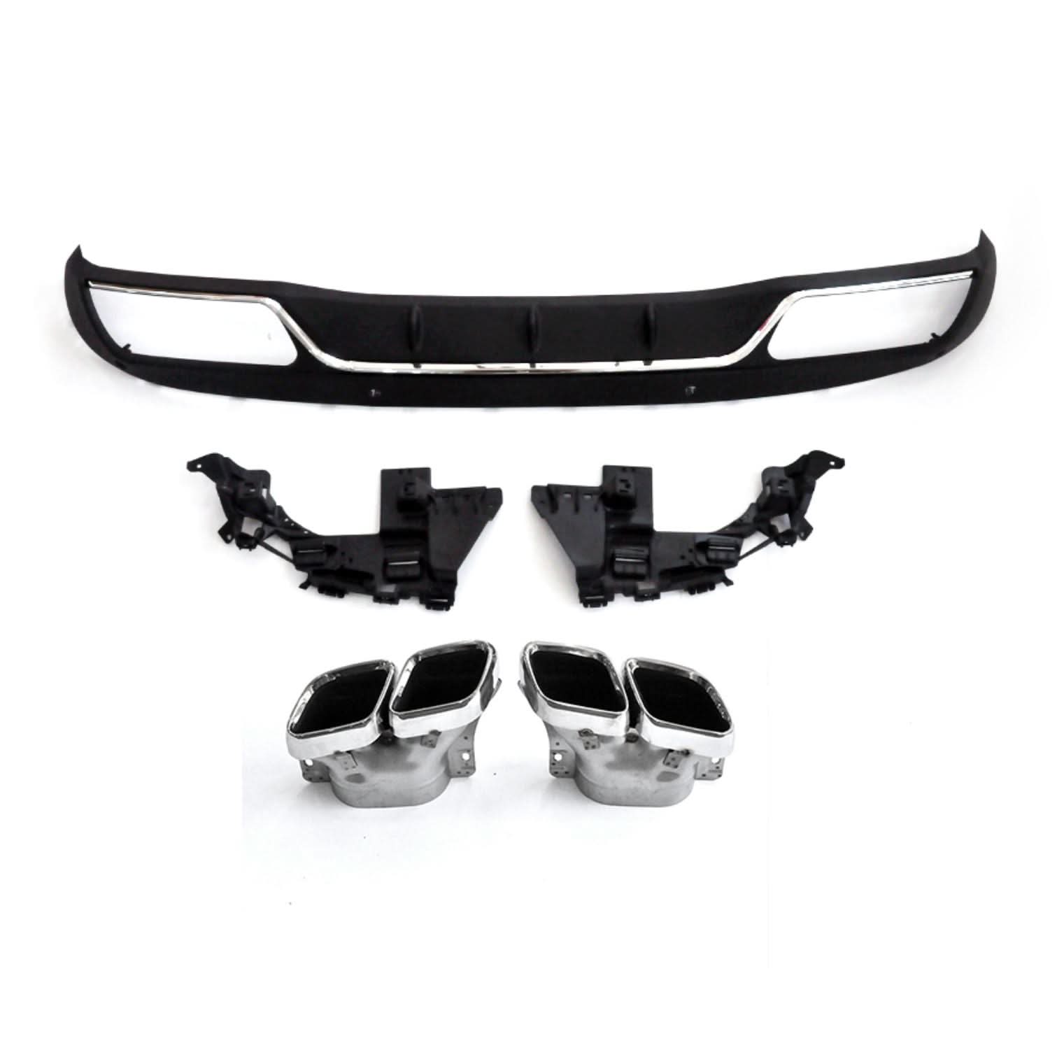 Z Style Gloss Black Rear Diffuser & Exhaust Tips for Mercedes Benz W205 C Class & C63 Saloon & Estate 15-21