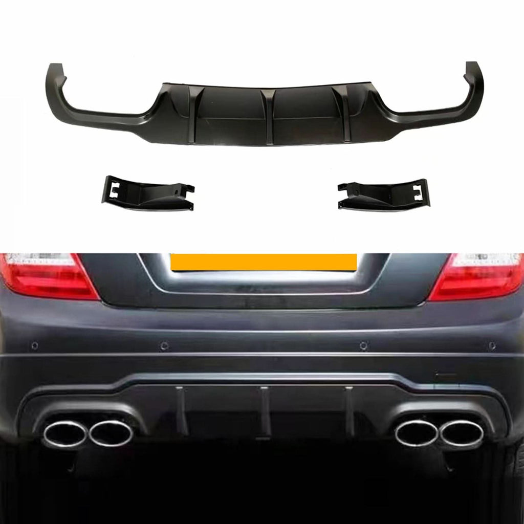 A Style Gloss Black Rear Diffuser for Mercedes Benz W204 C Class 12-14