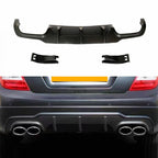 A Style Gloss Black Rear Diffuser for Mercedes Benz W204 C Class 12-14