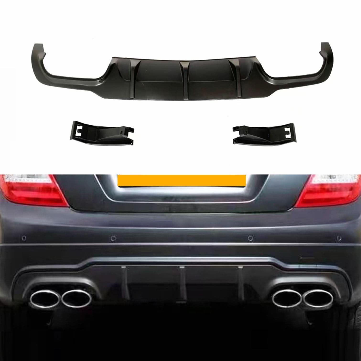 A Style Gloss Black Rear Diffuser for Mercedes Benz W204 C Class 12-14