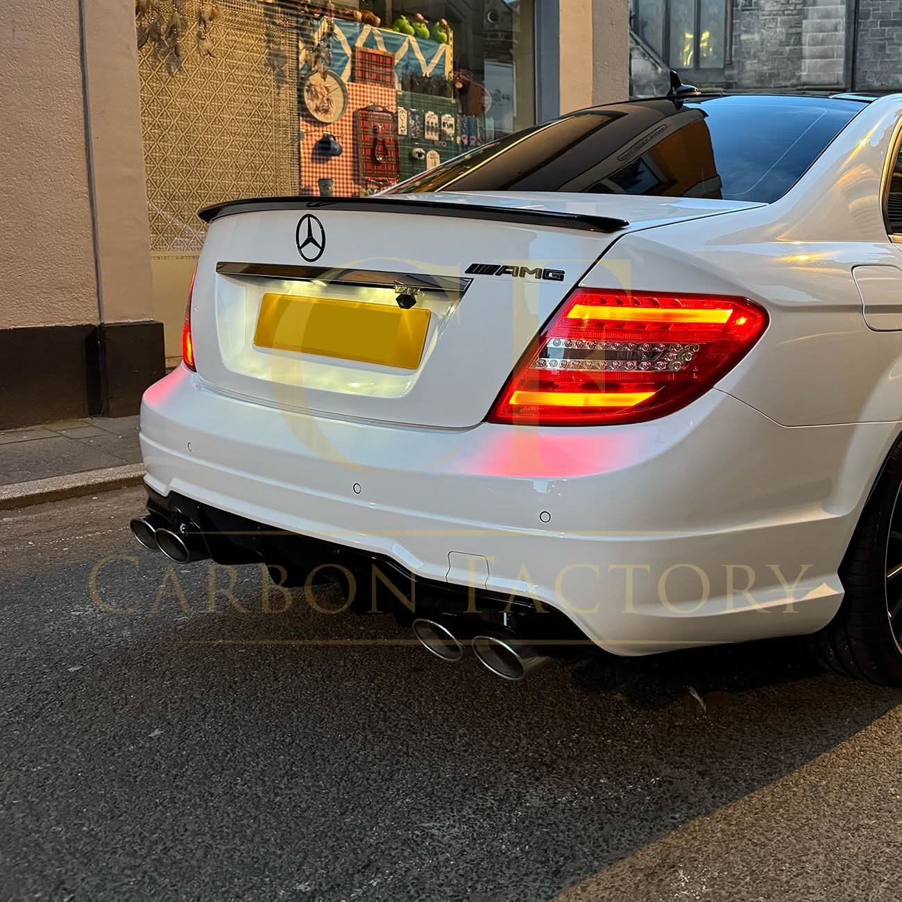 A Style Gloss Black Rear Diffuser for Mercedes Benz W204 C Class 12-14