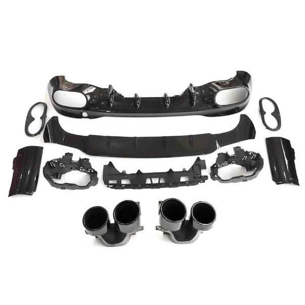 Brabus Style Gloss Black Rear Diffuser & Exhaust Tips for Mercedes Benz W118 CLA 19-25