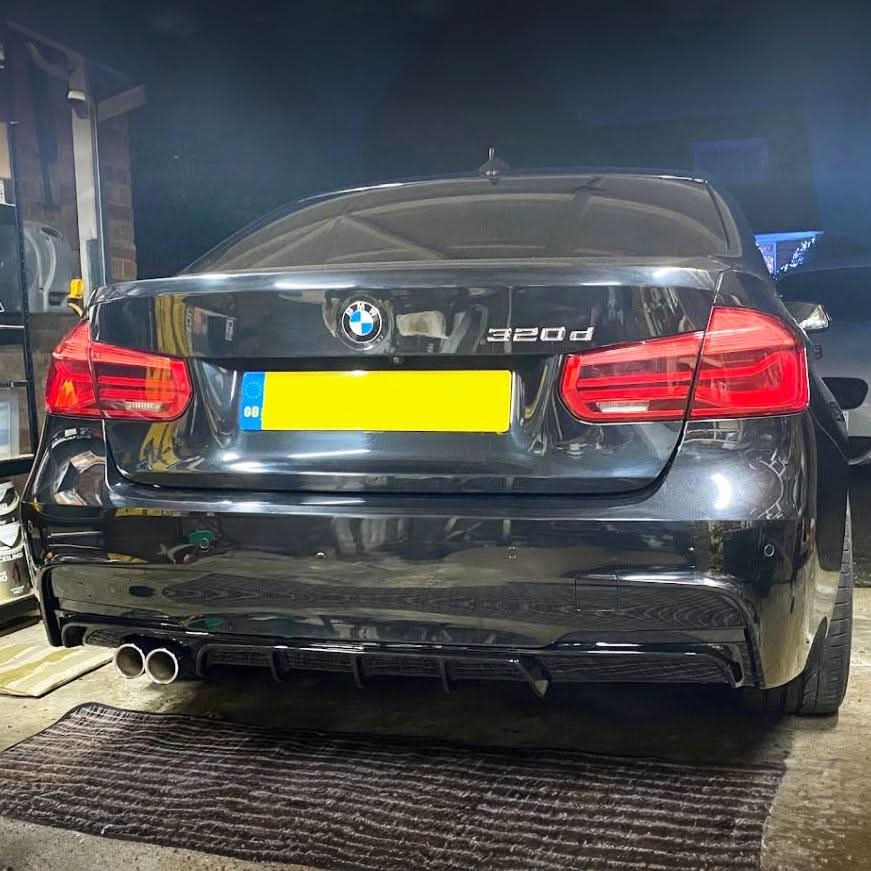 Gloss Black Rear Diffuser Twin Exhaust for BMW F30 F31 3 Series 12-19