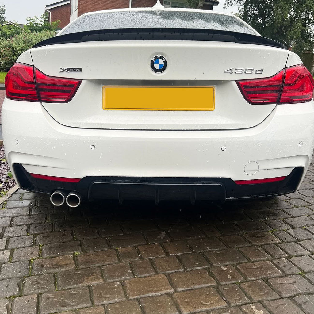 Gloss Black Rear Diffuser Twin Exhaust for BMW F32 F33 F36 4 Series 14-20