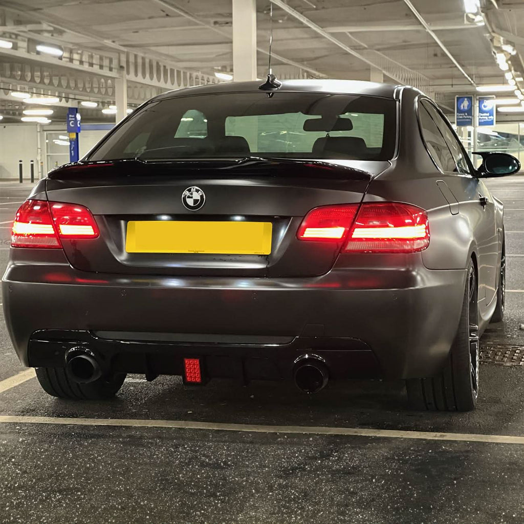 LED Style Gloss Black Rear Diffuser Dual Exhaust for BMW E92 E93 3 Series 05-13