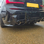 LED Style Gloss Black Rear Diffuser Quad Exhaust for BMW 3 Series G20 G21 Pre-LCI 19-22