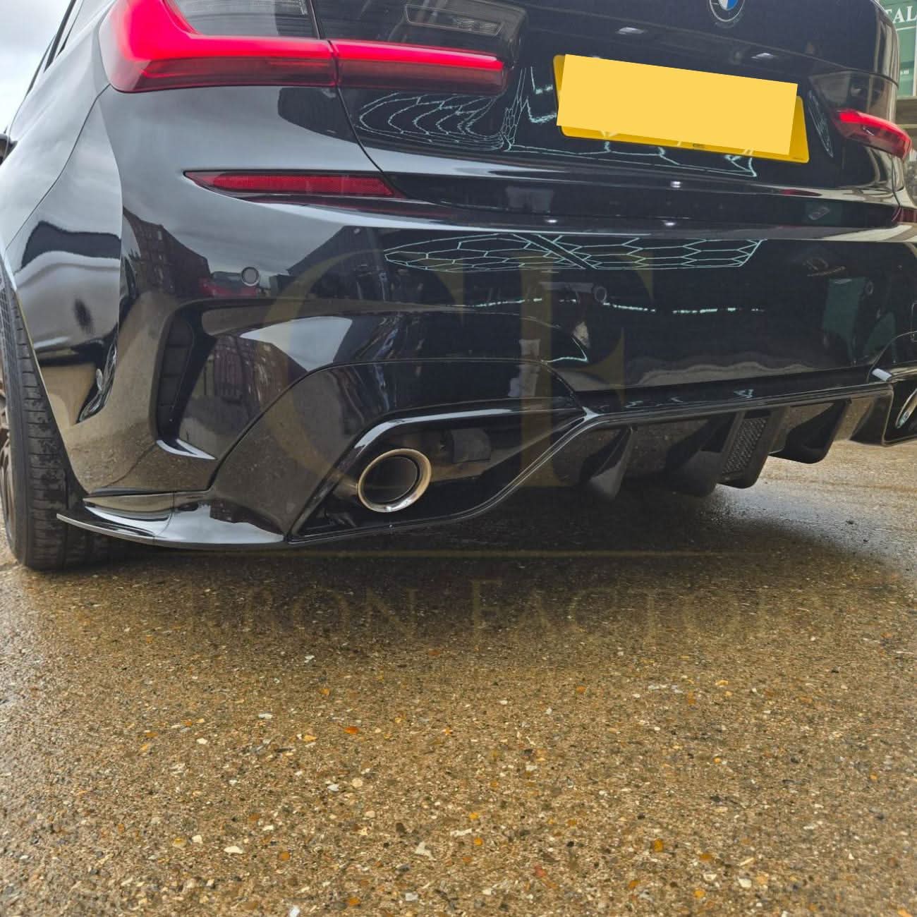 LED Style Gloss Black Rear Diffuser Quad Exhaust for BMW 3 Series G20 G21 Pre-LCI 19-22