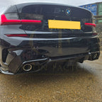 LED Style Gloss Black Rear Diffuser Quad Exhaust for BMW 3 Series G20 G21 Pre-LCI 19-22