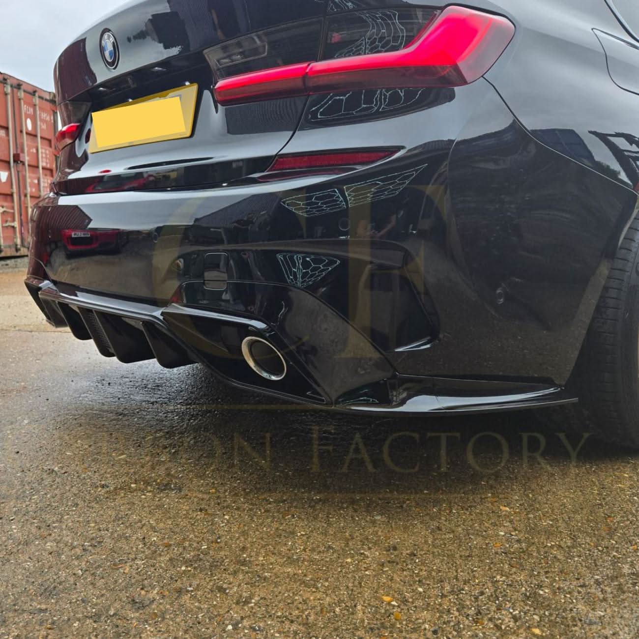 LED Style Gloss Black Rear Diffuser Quad Exhaust for BMW 3 Series G20 G21 Pre-LCI 19-22