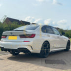 RK Style Gloss Black Rear Diffuser Dual Exhaust for BMW 3 Series G20 G21 Pre-LCI 19-22