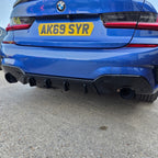 RK Style Gloss Black Rear Diffuser Dual Exhaust for BMW 3 Series G20 G21 Pre-LCI 19-22