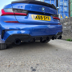 RK Style Gloss Black Rear Diffuser Dual Exhaust for BMW 3 Series G20 G21 Pre-LCI 19-22