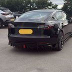 TR Style Gloss Black Rear Diffuser with LED for Tesla Model 3 16-23