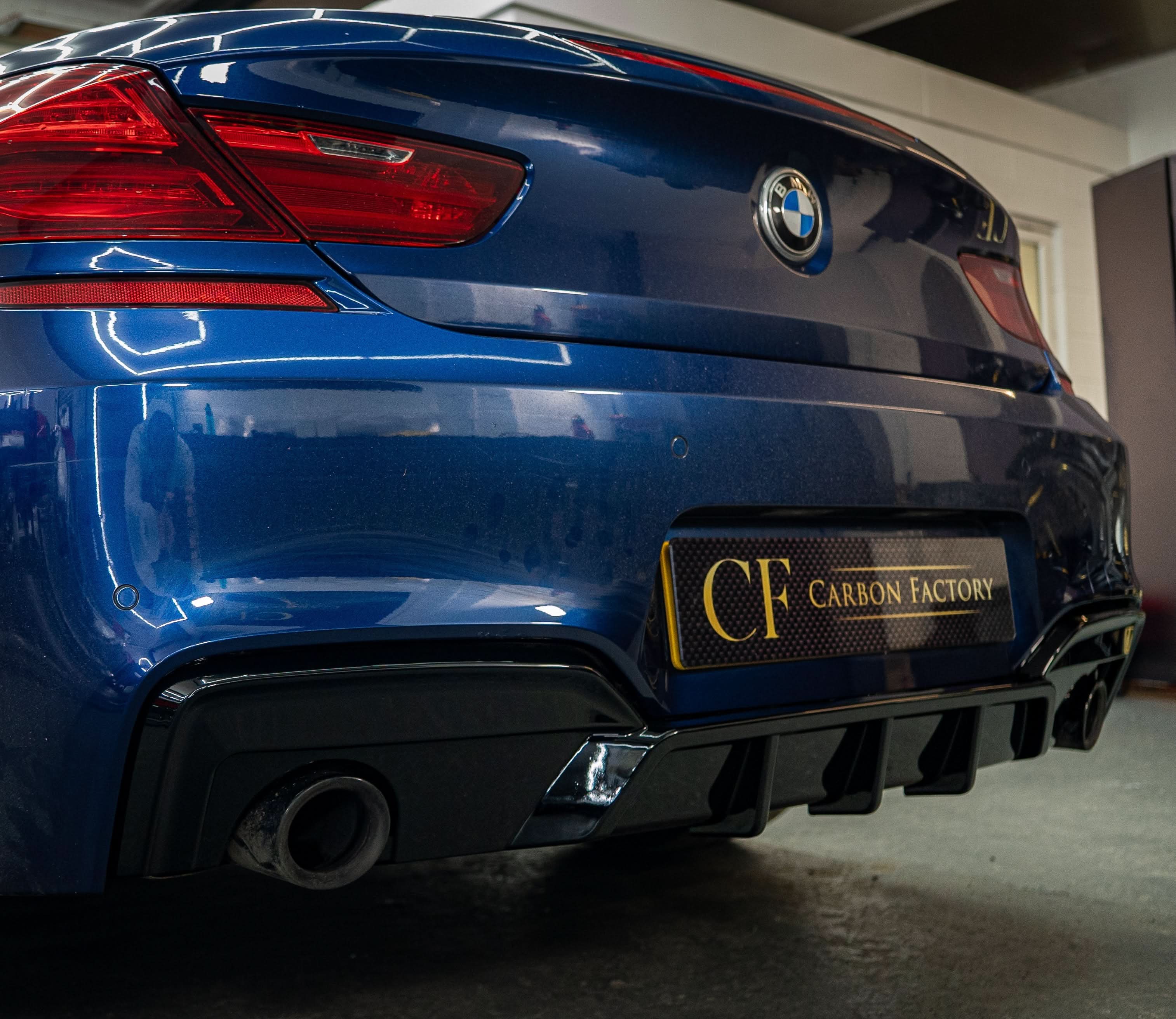 V Style Gloss Black Rear Diffuser Dual Exhaust for BMW 6 Series F06 F12 F13 M Sport 12-17