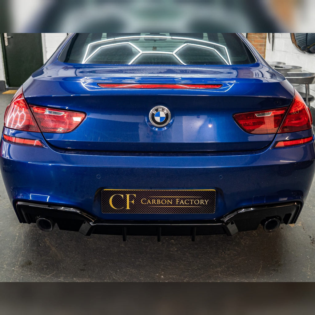 V Style Gloss Black Rear Diffuser Dual Exhaust for BMW 6 Series F06 F12 F13 M Sport 12-17