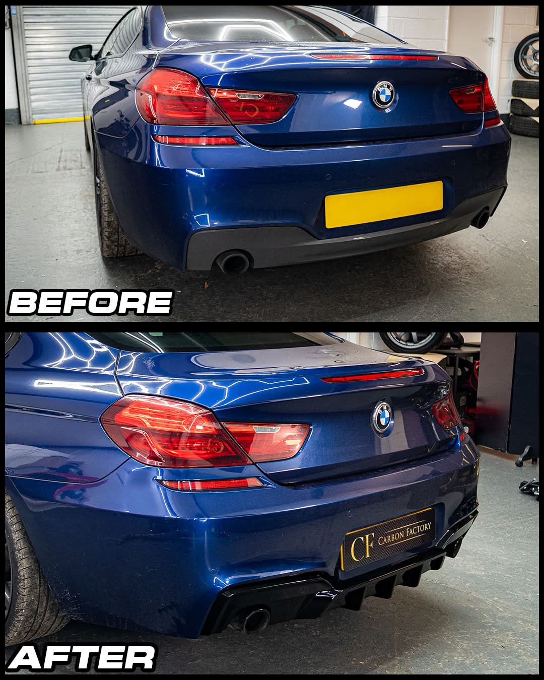 V Style Gloss Black Rear Diffuser Dual Exhaust for BMW 6 Series F06 F12 F13 M Sport 12-17