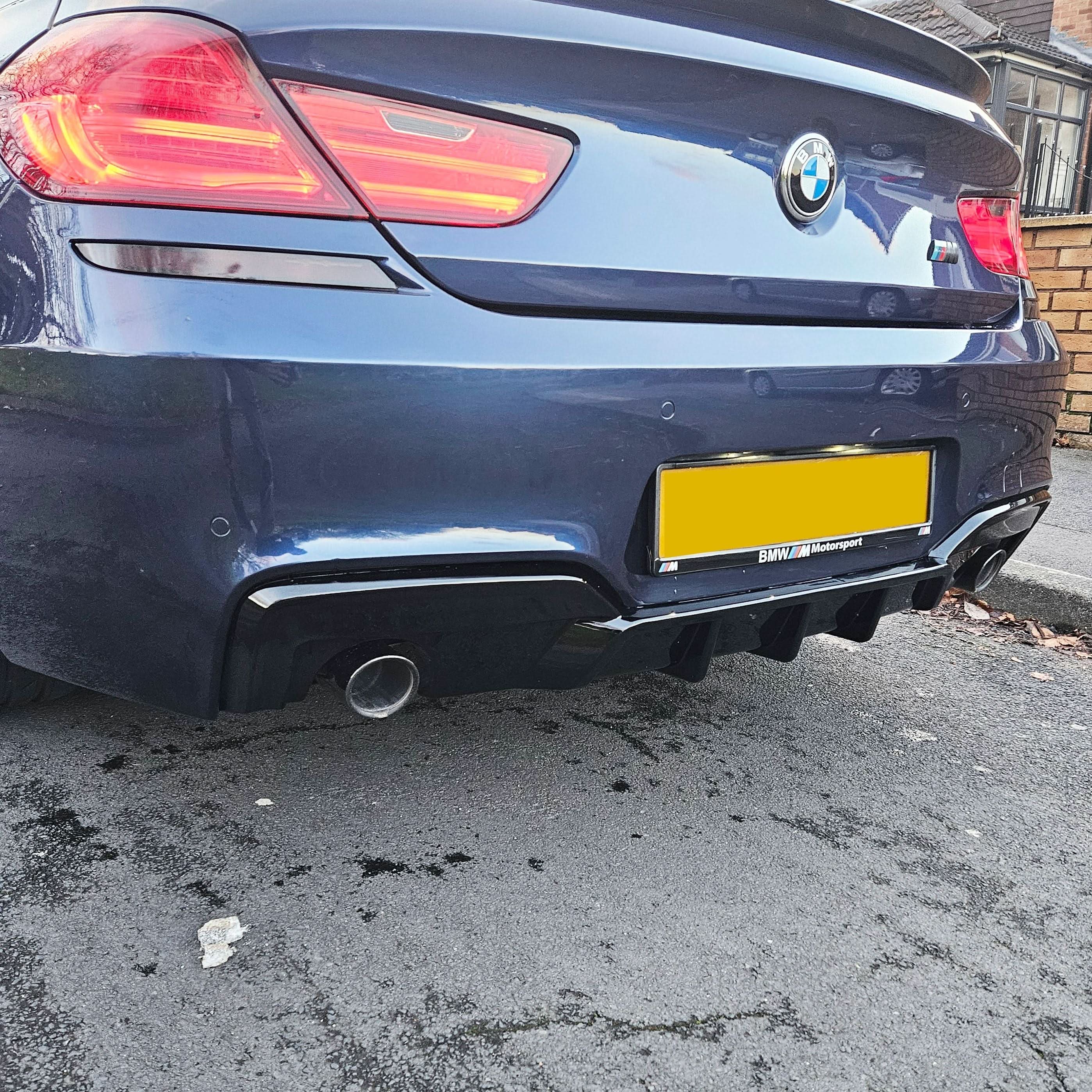 V Style Gloss Black Rear Diffuser Dual Exhaust for BMW 6 Series F06 F12 F13 M Sport 12-17