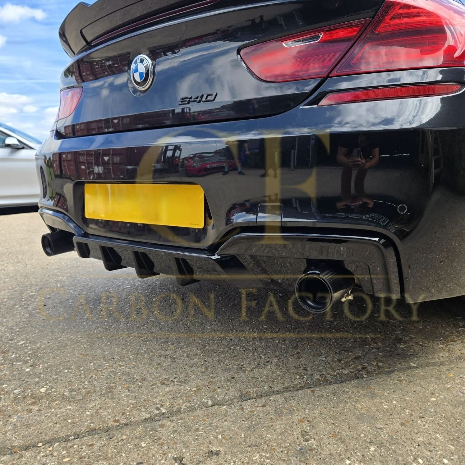V Style Gloss Black Rear Diffuser Dual Exhaust for BMW 6 Series F06 F12 F13 M Sport 12-17
