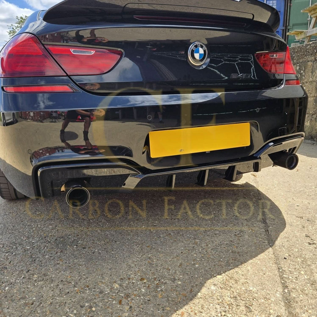 V Style Gloss Black Rear Diffuser Dual Exhaust for BMW 6 Series F06 F12 F13 M Sport 12-17