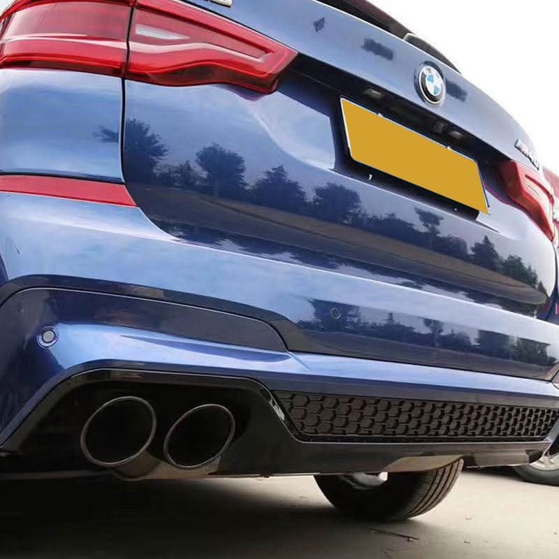 V Style Gloss Black Rear Diffuser with Exhaust Tips for BMW G01 X3 18-21