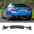 Gloss Black Dual Exit Rear Diffuser For BMW 4 Series M Sport F32 F36 -