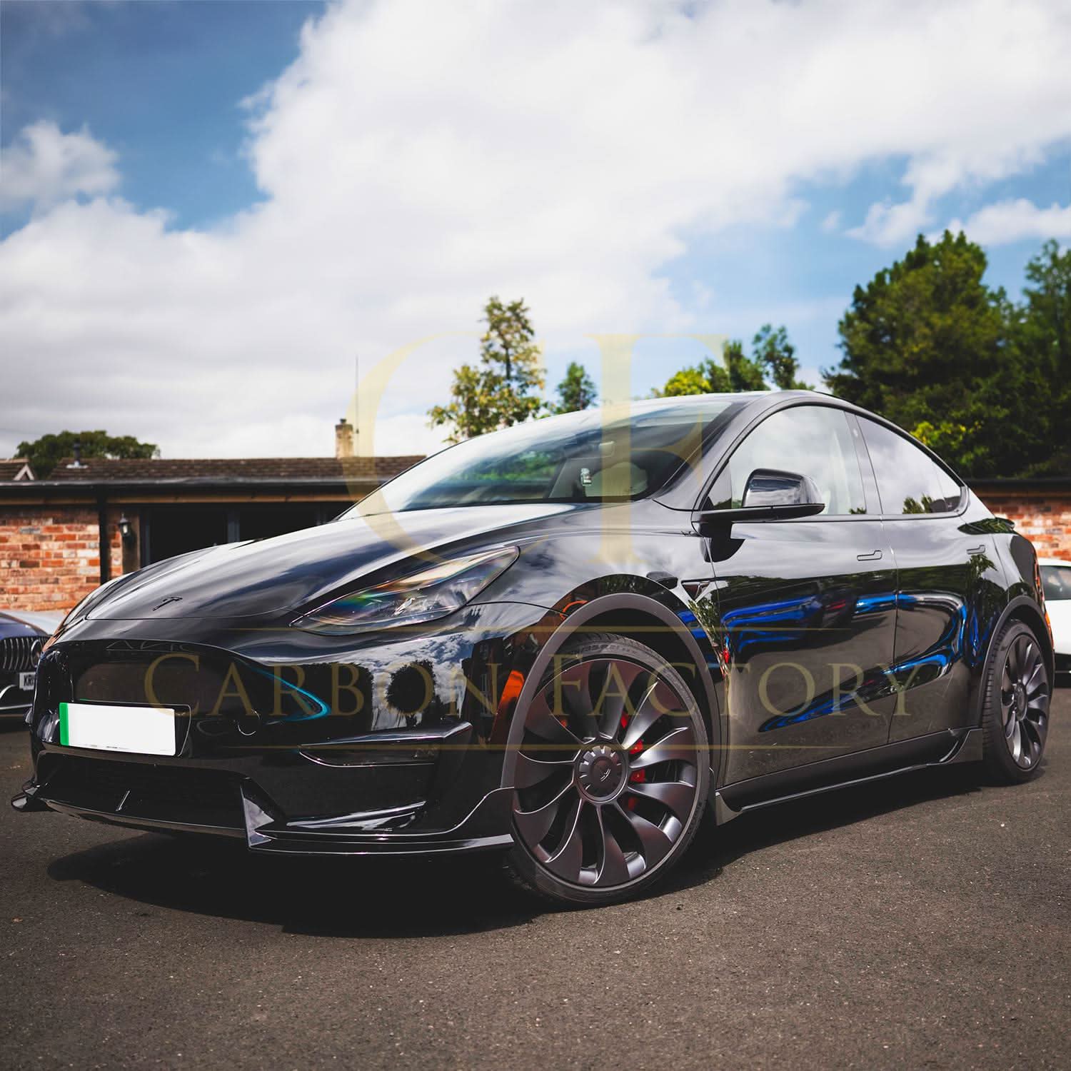 Competition Style Gloss Black Front Bumper Trims for Tesla Model Y 19-24