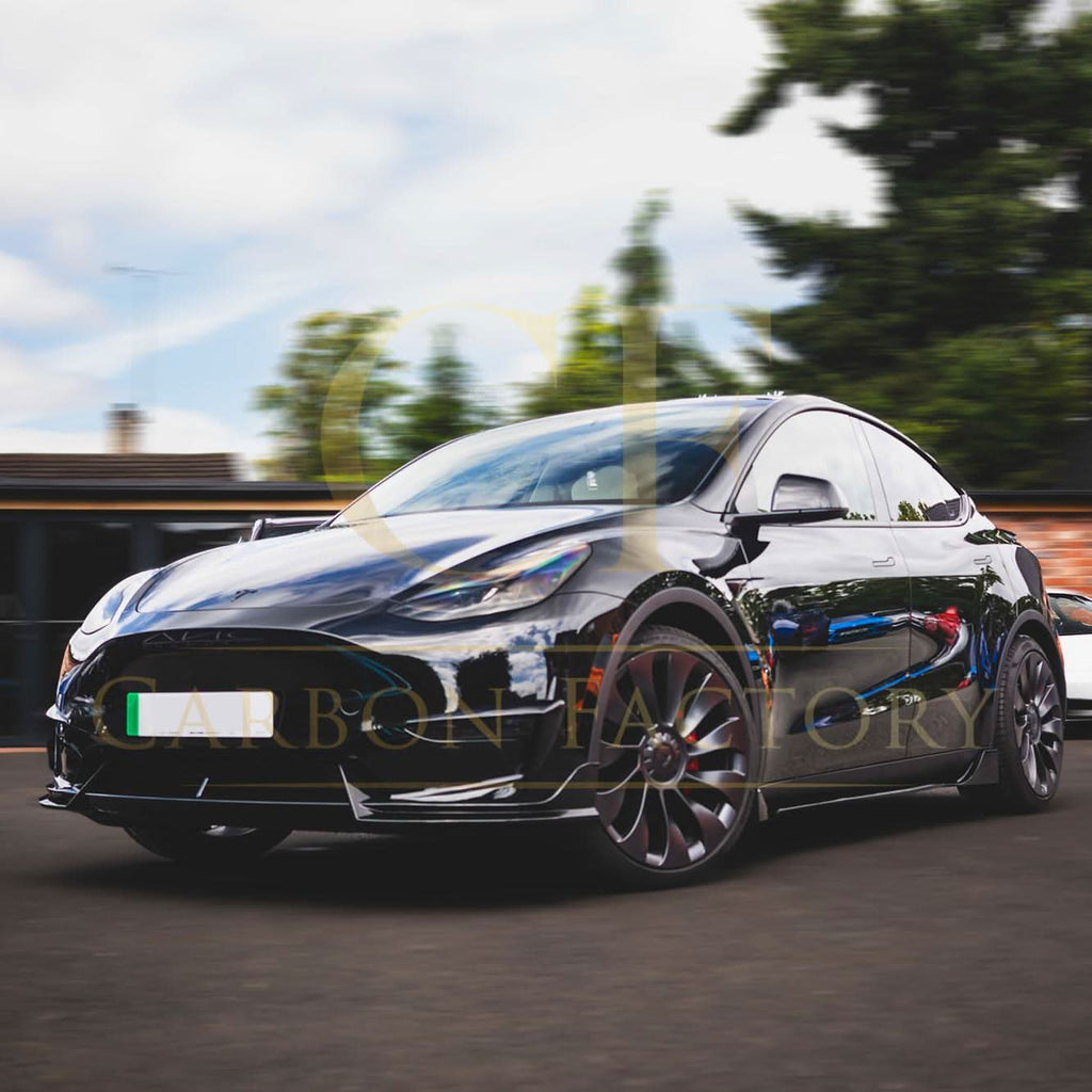 Competition Style Gloss Black Front Bumper Trims for Tesla Model Y 19-24