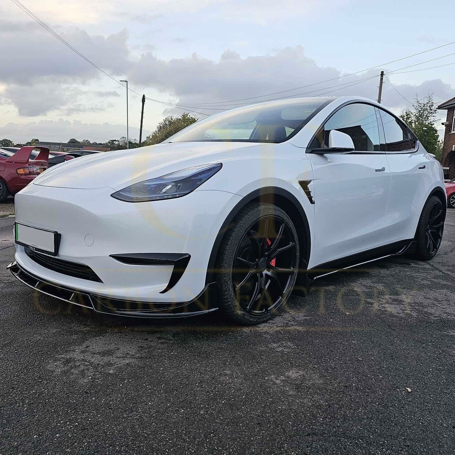 Competition Style Gloss Black Front Bumper Trims for Tesla Model Y 19-24