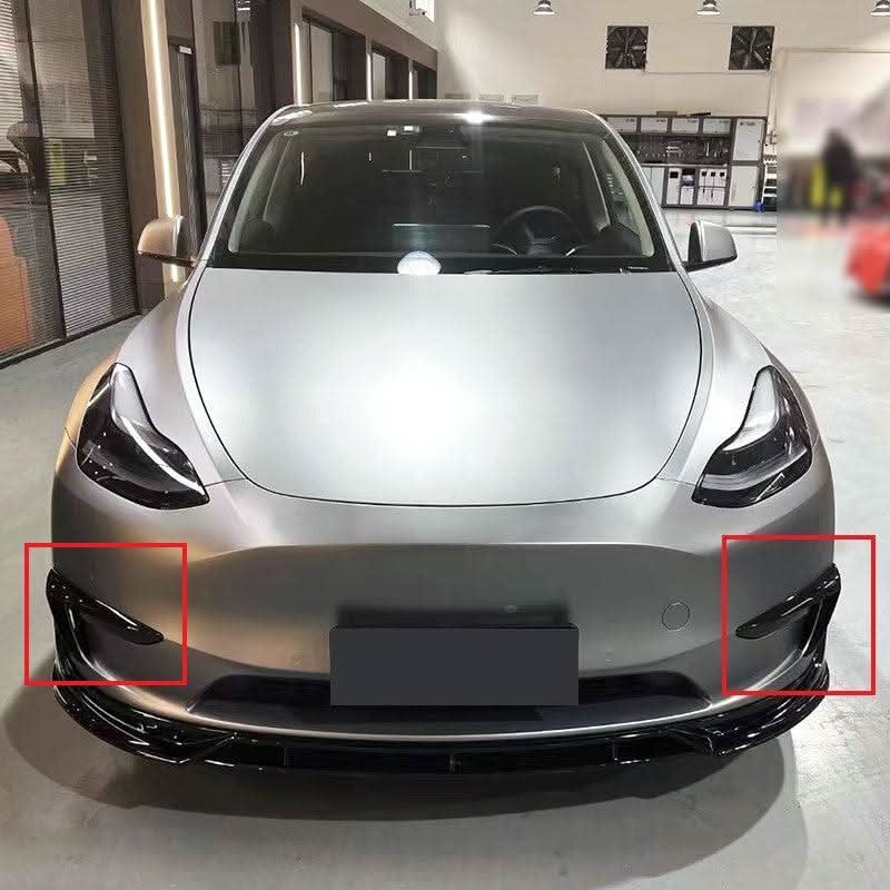 Competition Style Gloss Black Front Bumper Trims for Tesla Model Y 19-24