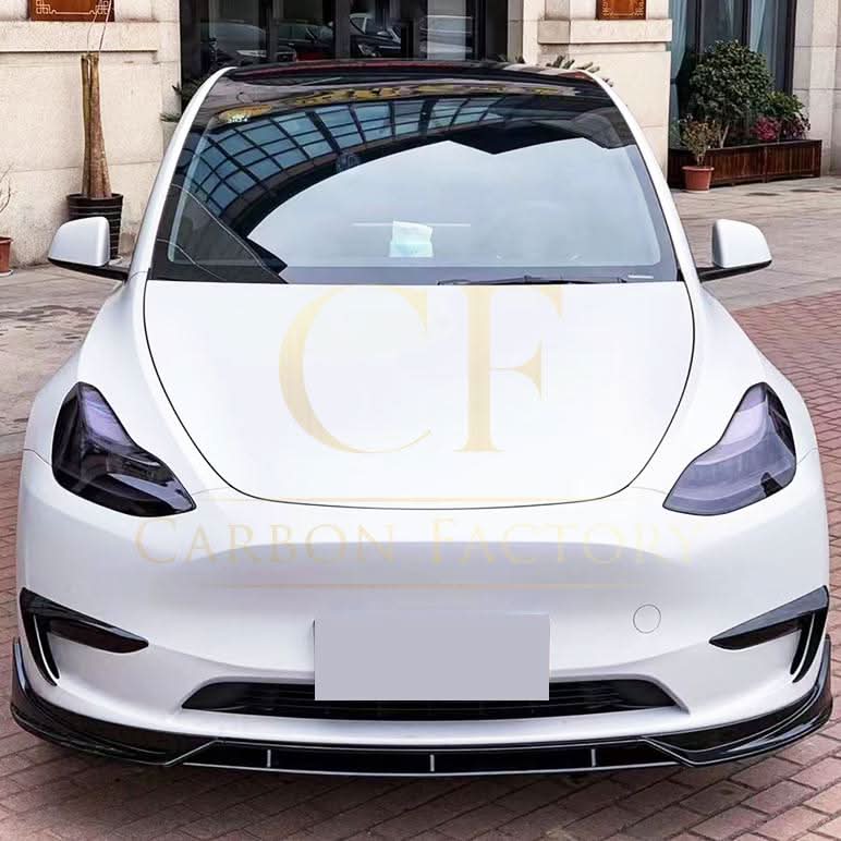 Competition Style Gloss Black Front Bumper Trims for Tesla Model Y 19-24