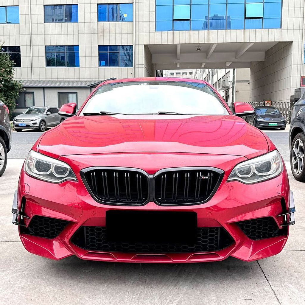 Gloss Black Front Bumper Canards for BMW F87 M2 OG 14-20