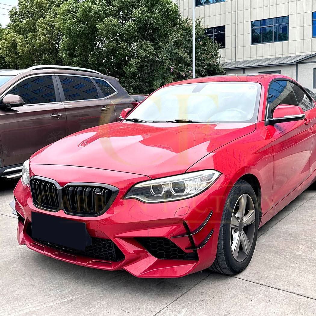 Gloss Black Front Bumper Canards for BMW F87 M2 OG 14-20