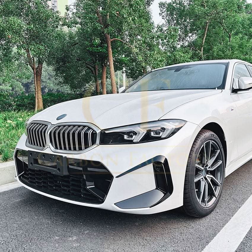 Gloss Black Front Bumper Trims for BMW 3 Series G20 G21 LCI 23-25