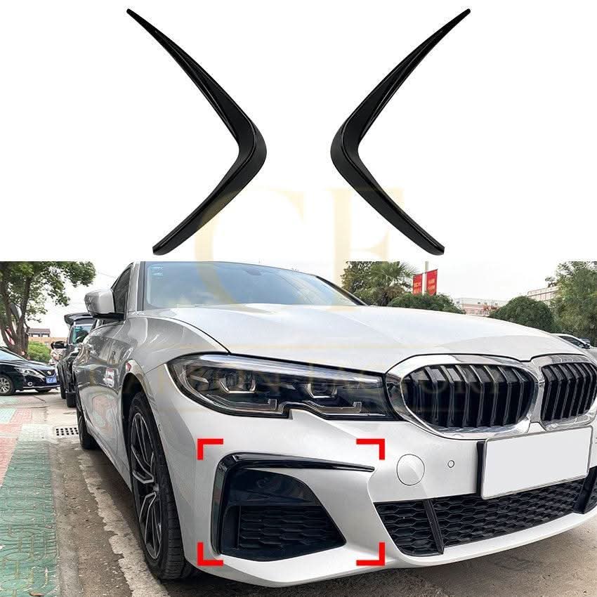 Gloss Black Front Bumper Trims for BMW 3 Series G20 G21 Pre-LCI 19-22