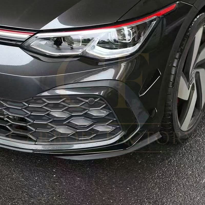 RZ Style Gloss Black Front Bumper Trims for VW Golf MK8 GTI / R-LINE 21-23
