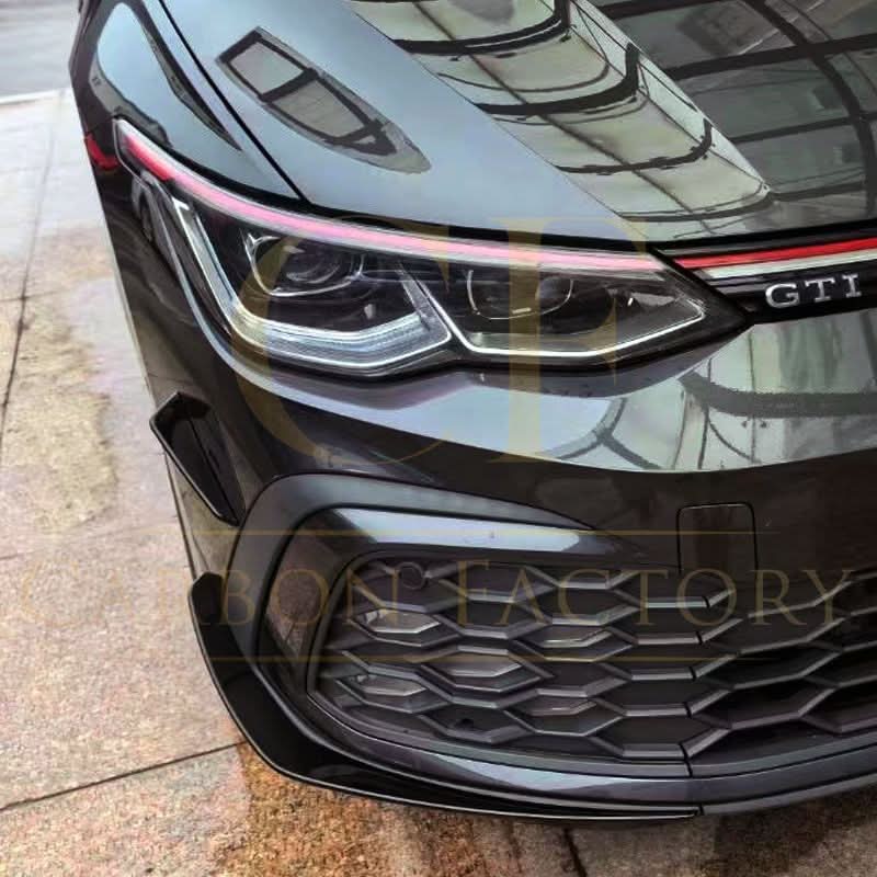 RZ Style Gloss Black Front Bumper Trims for VW Golf MK8 GTI / R-LINE 21-23