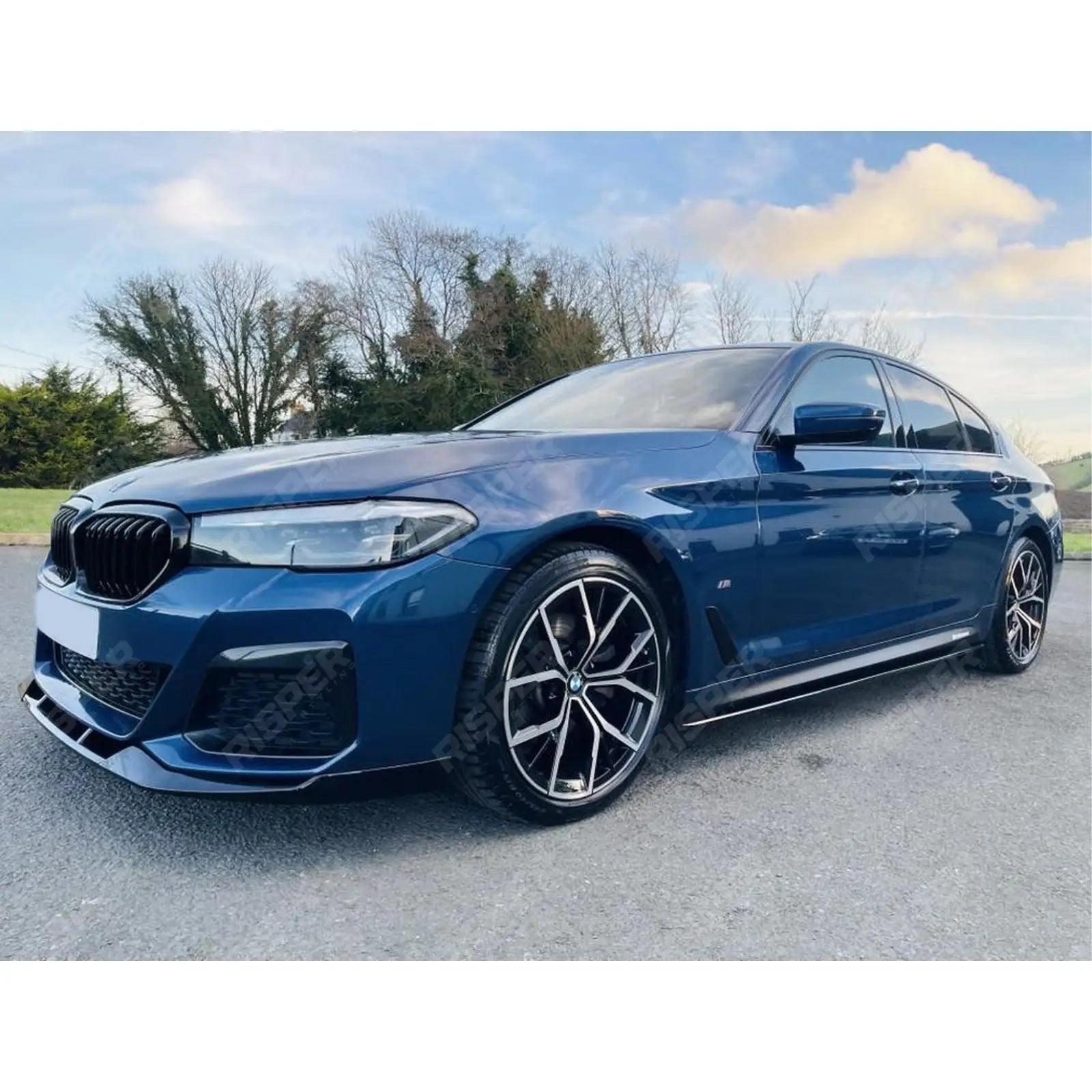 Gloss Black Front Splitter Lip For BMW 5 Series G30 M Sport LCI Facelift 2021+