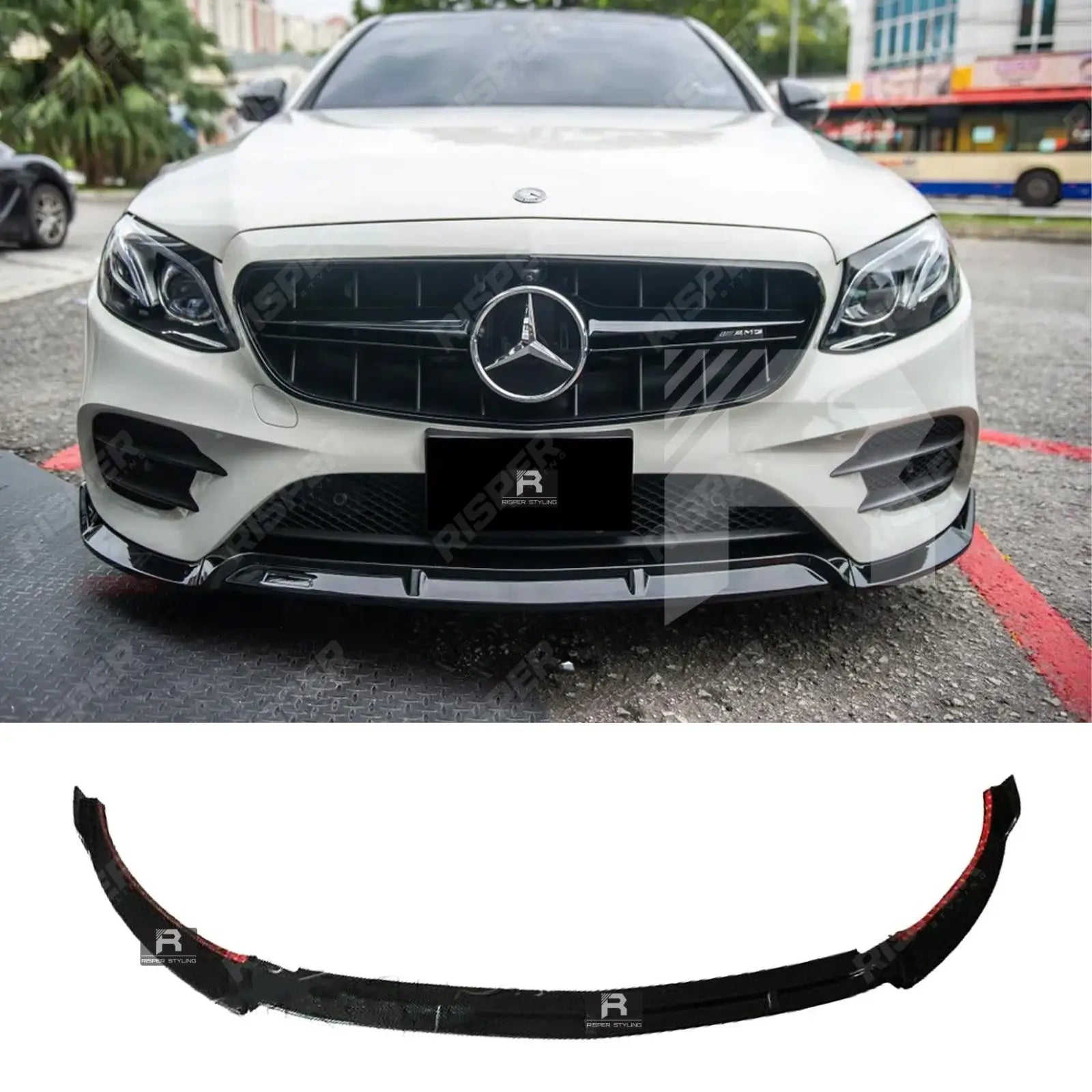 Gloss Black Front Splitter Lip For Mercedes E-Class 'E63S AMG Brabus' W213 2016-2020