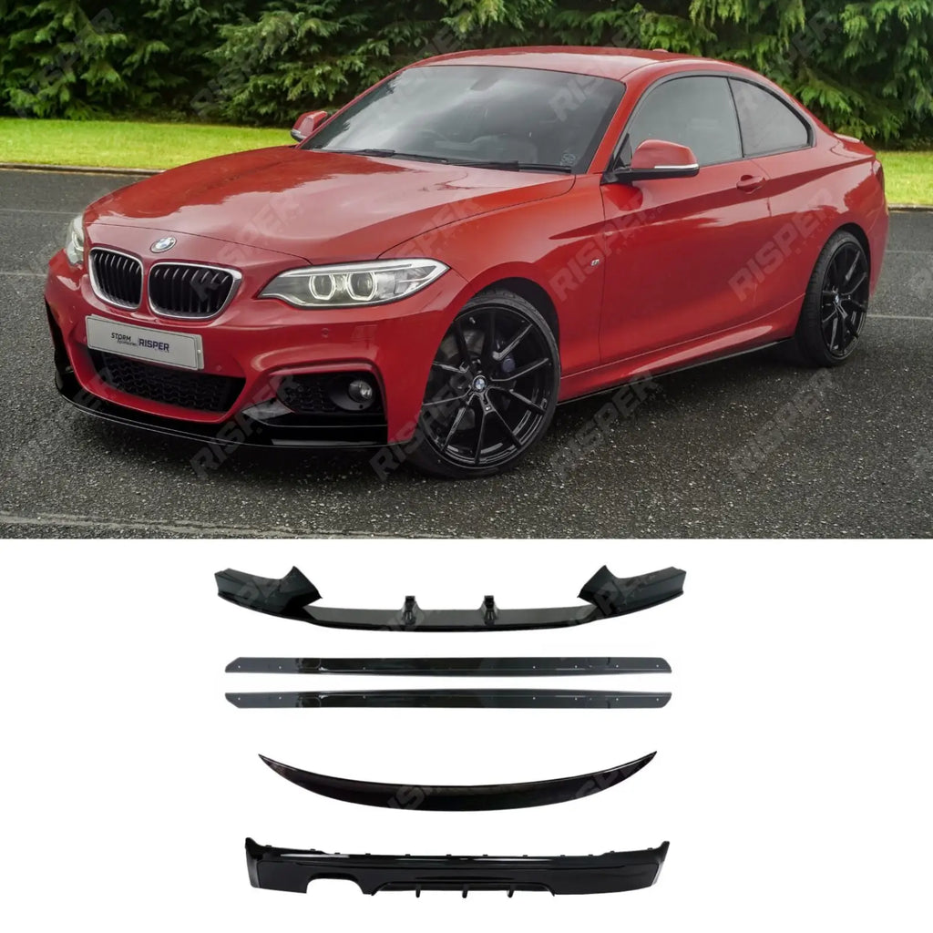 Gloss Black Full Aero Body Kit Diffuser 00____ For BMW 2 Series F22 M Sport 2014-2021