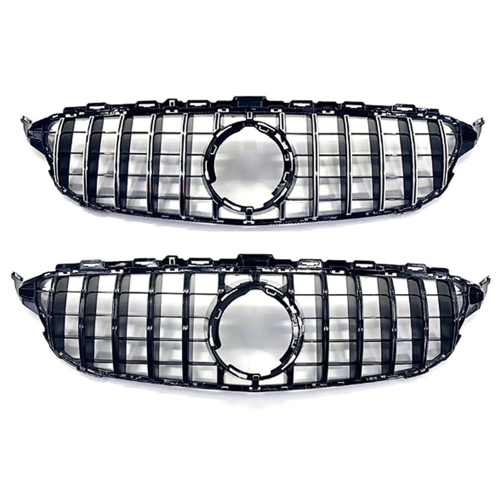 GT Style Silver Front Grille for Mercedes Benz W205 C Class 19-21