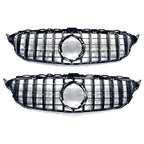 GT Style Silver Front Grille for Mercedes Benz W205 C Class 19-21