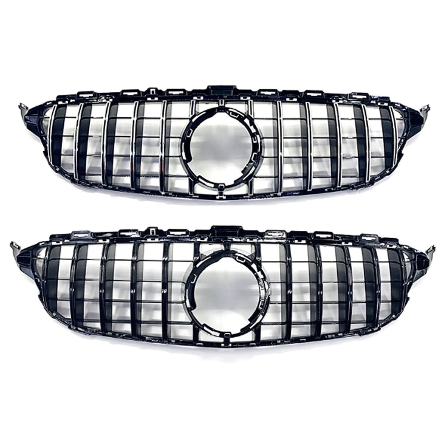 GT Style Silver Front Grille for Mercedes Benz W205 C Class 19-21