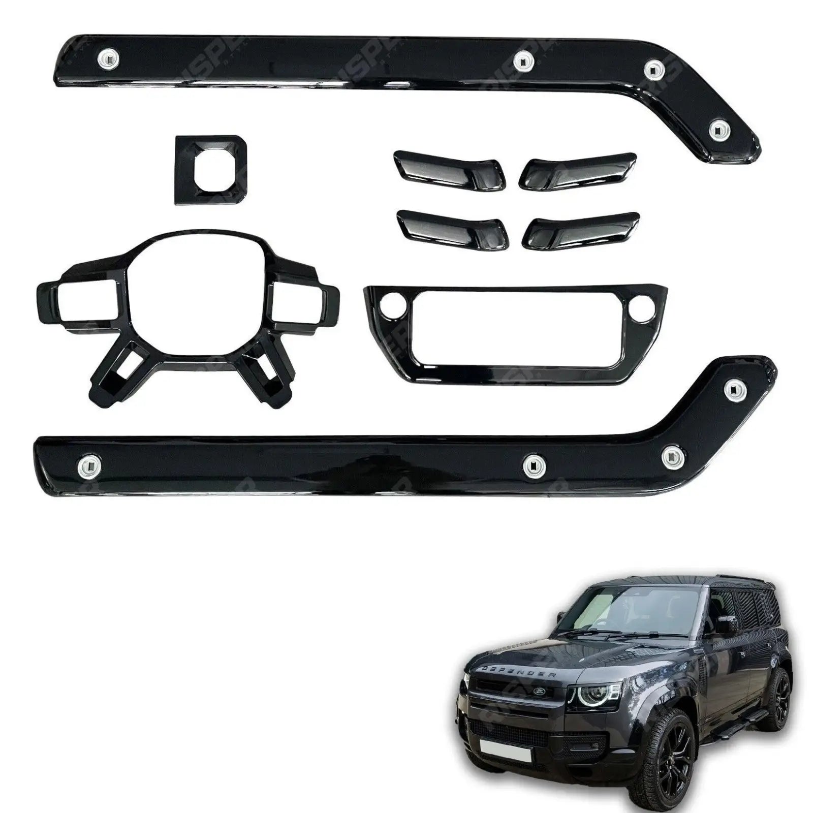 Gloss Black Interior Trim Kit For Land Rover Defender L663 2020 - 2024