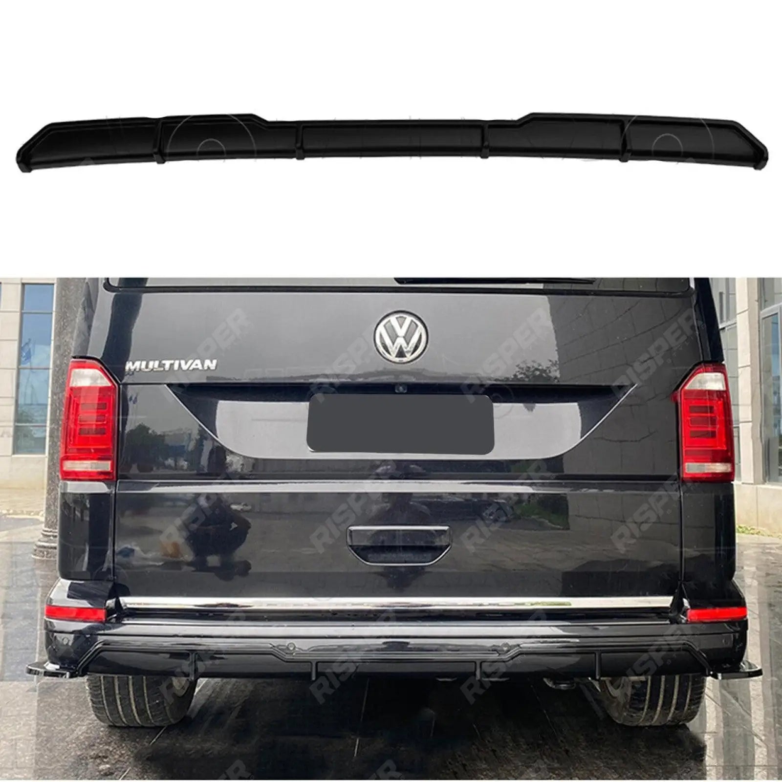 Gloss Black Rear Central Diffuser For Volkswagen Transporter T6 2015-2019: