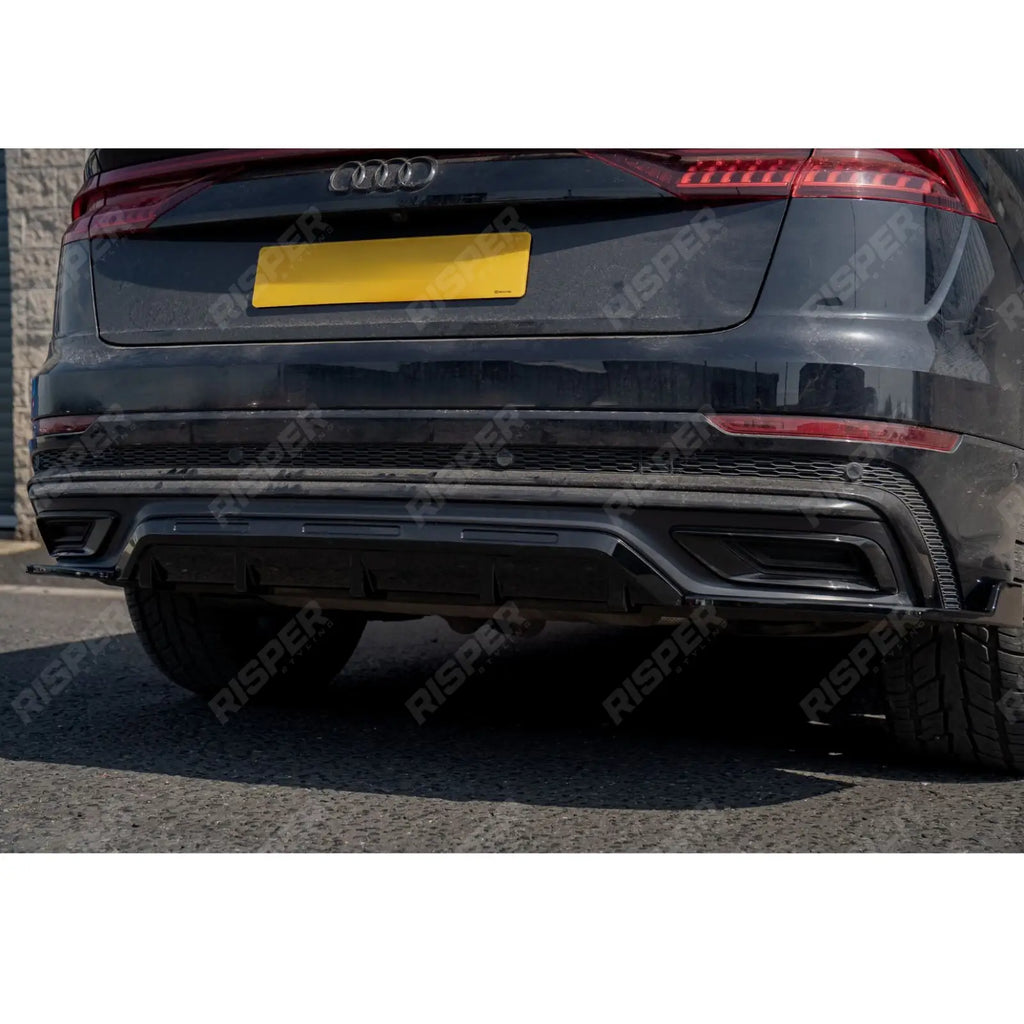 Gloss Black Rear Diffuser & Side Splitters For Audi Q8 S Line 2023+