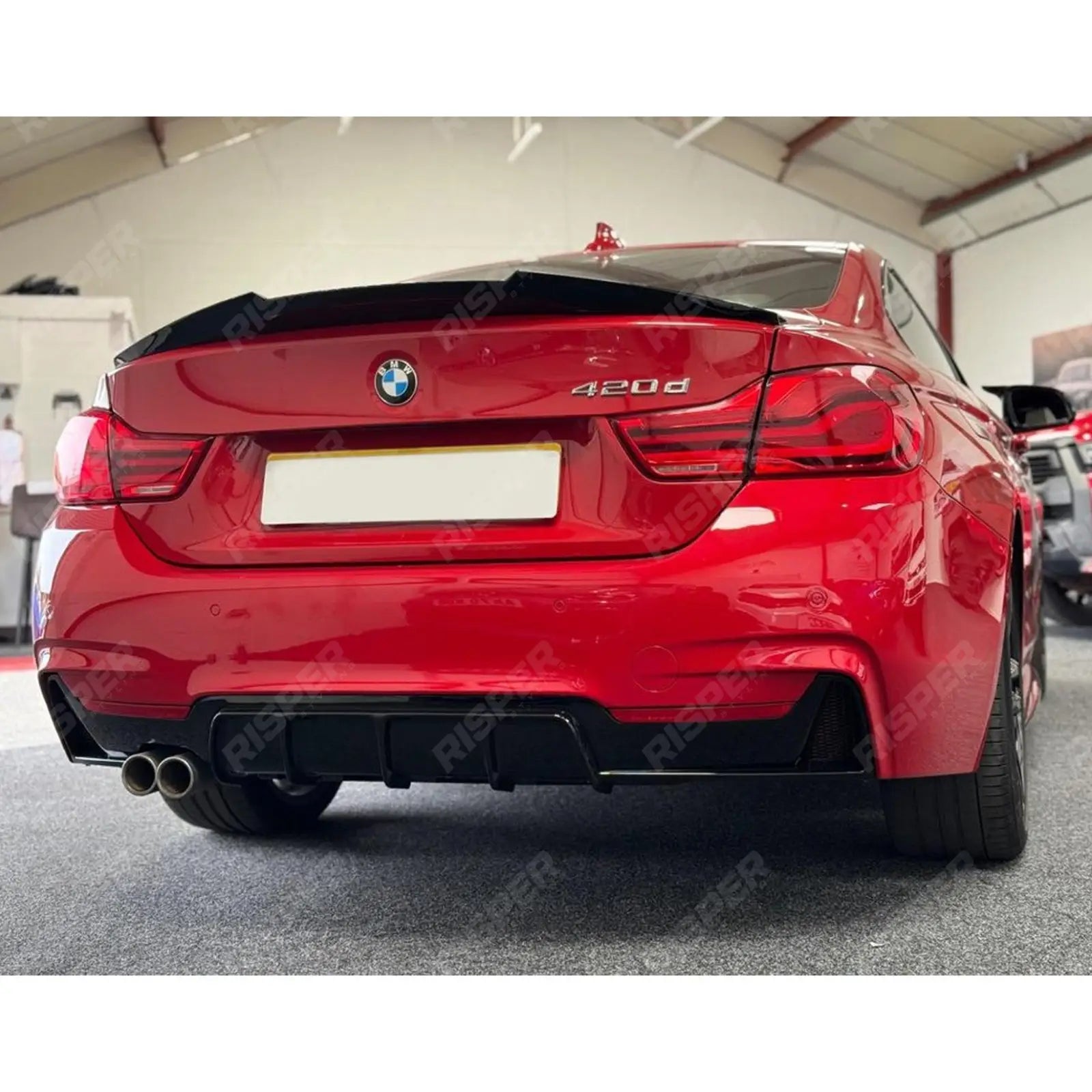 Gloss Black Rear Diffuser Single Side Dual Tip For BMW 4 Series M Sport F32 F36 -