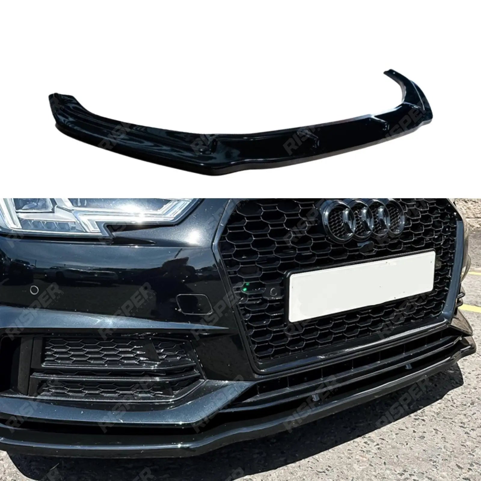 Gloss Black Risper Front Splitter Lip For Audi A4 B9 S-Line/S4 2015-2019