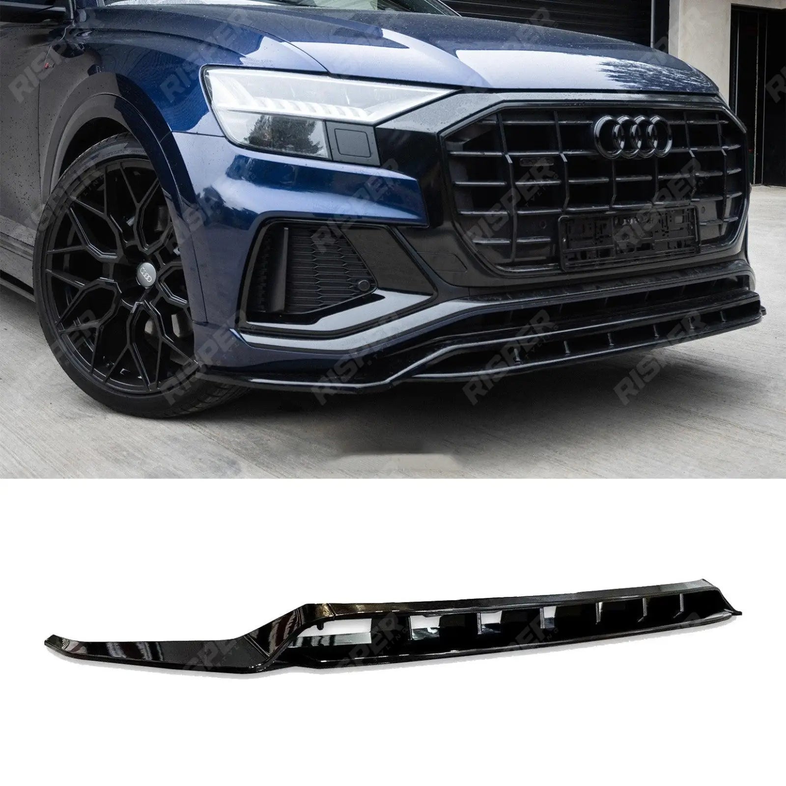 Gloss Black Risper Front Splitter Lip For Audi Q8 S Line 2018-2023